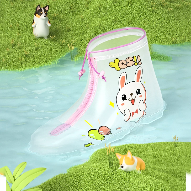 Portable Rain Shoe Covers For Children To School Cycling Shoescover Animal Cartoon Waterproof Shoe Cover