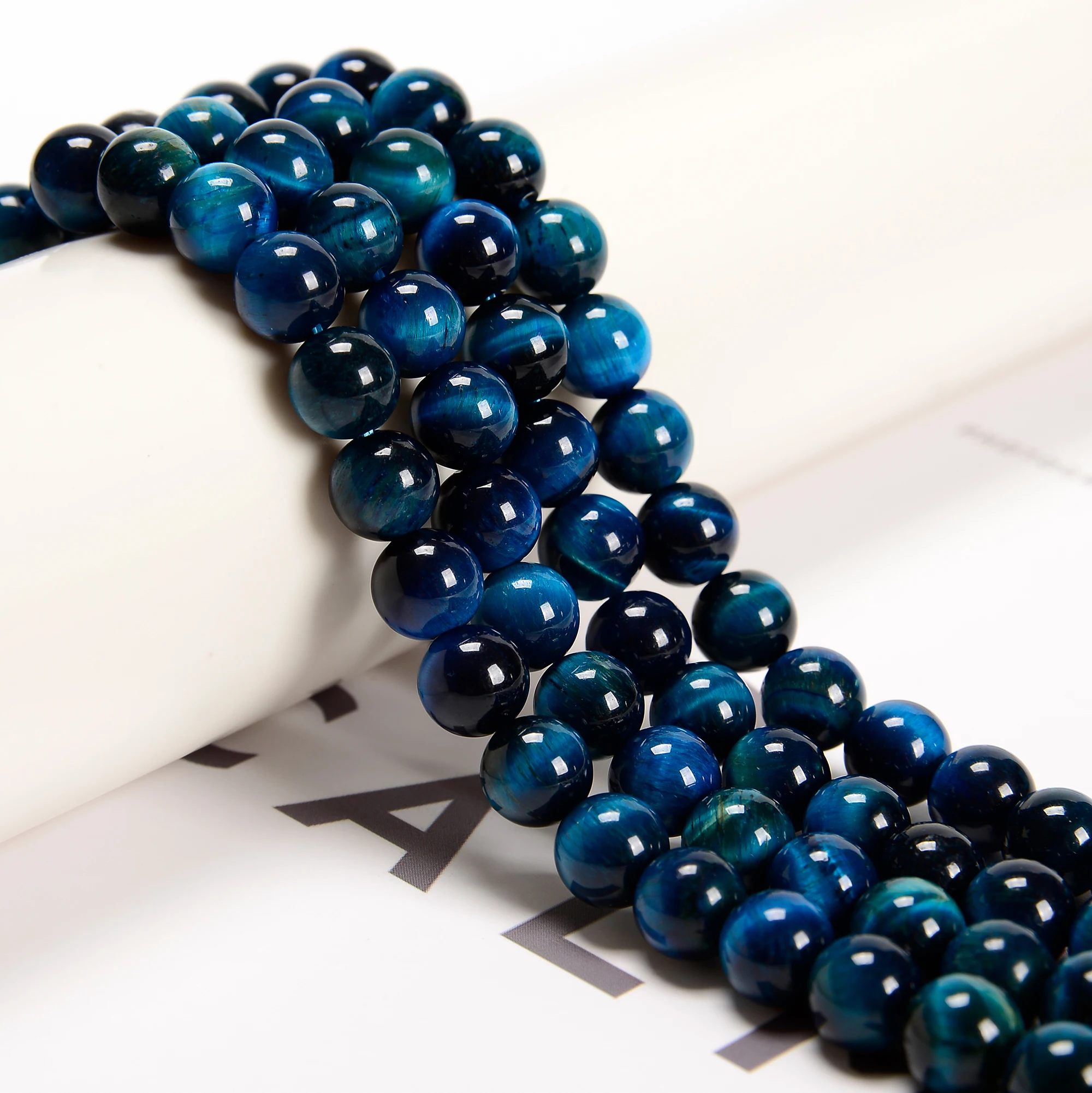 Grade AB 8 mm Tiger Eye Beads Blue Green 4mm 6mm 8mm 10mm 12mm Round Beads Strands for Jewlery Making Bulk China