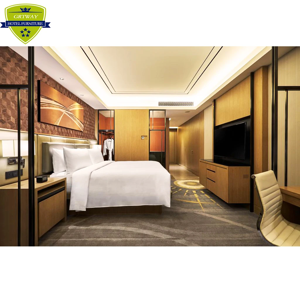
GRT4001 Hotel Furniture Modern New Style 5 Star Luxury Hilton Solid Wood Hotel Bedroom Sets 