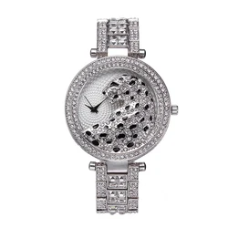 MISSFOX Women Quartz Watch Fashion Bling Casual Ladies Gold Watch Crystal Diamond Leopard for Women Clock