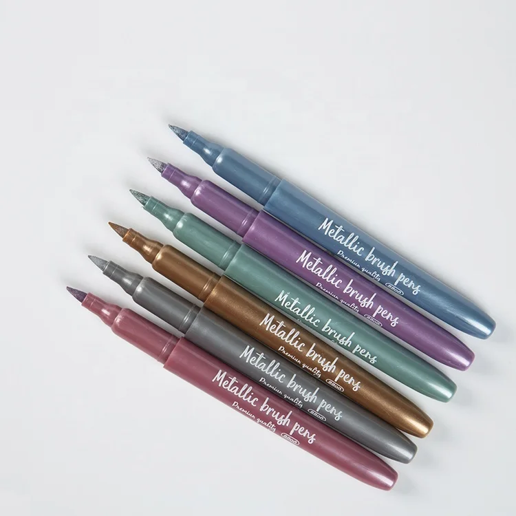Manufacture multi-color wine Glass window metallic ink Washable marker pens for rock painting