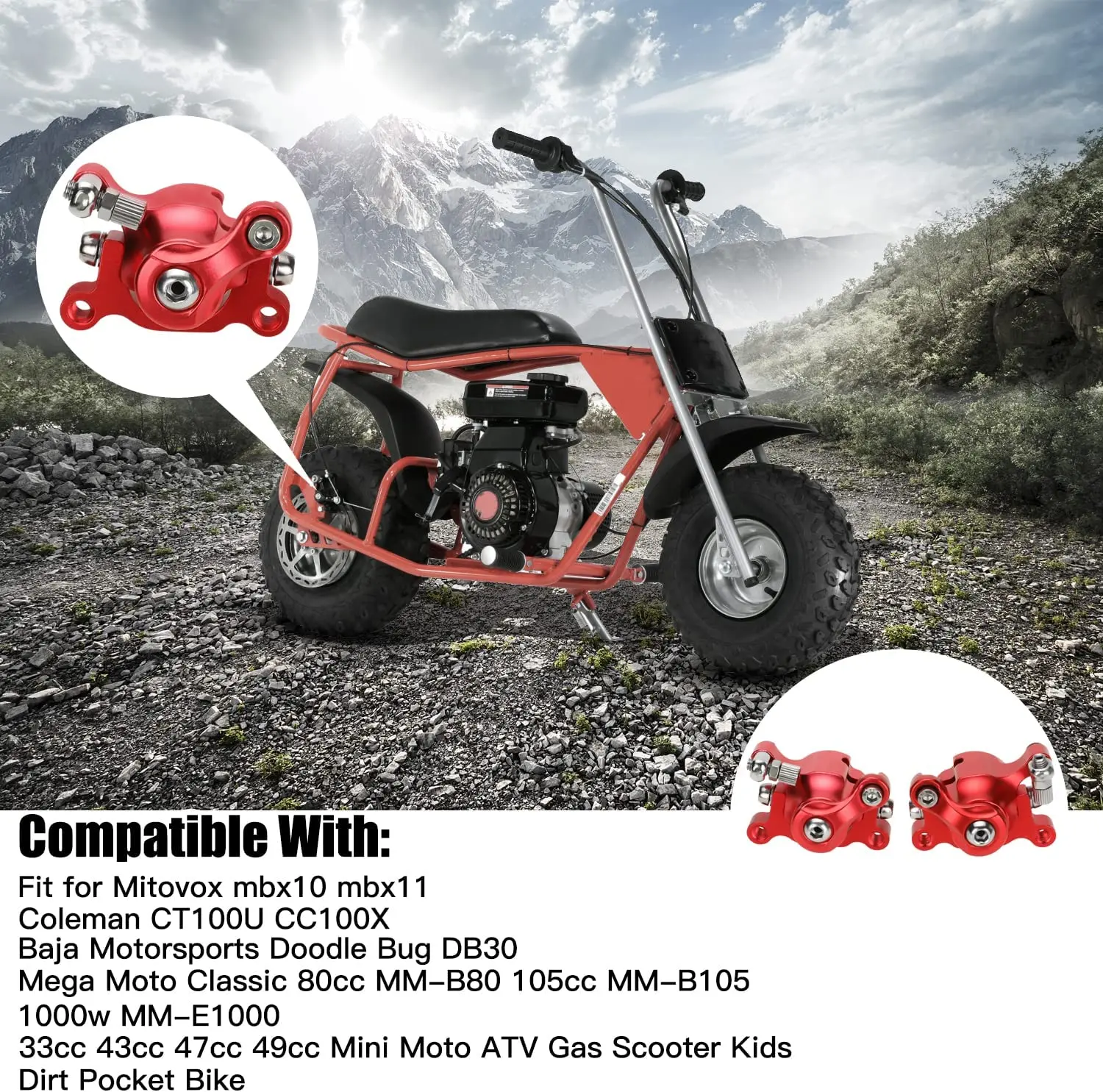 HIAORS Disc Brake Caliper for Baja DB30 97 2.8 hp Coleman CT100U Kids Mini Dirt Pocket Bike Razor 49cc Scooter Motorcycle Parts