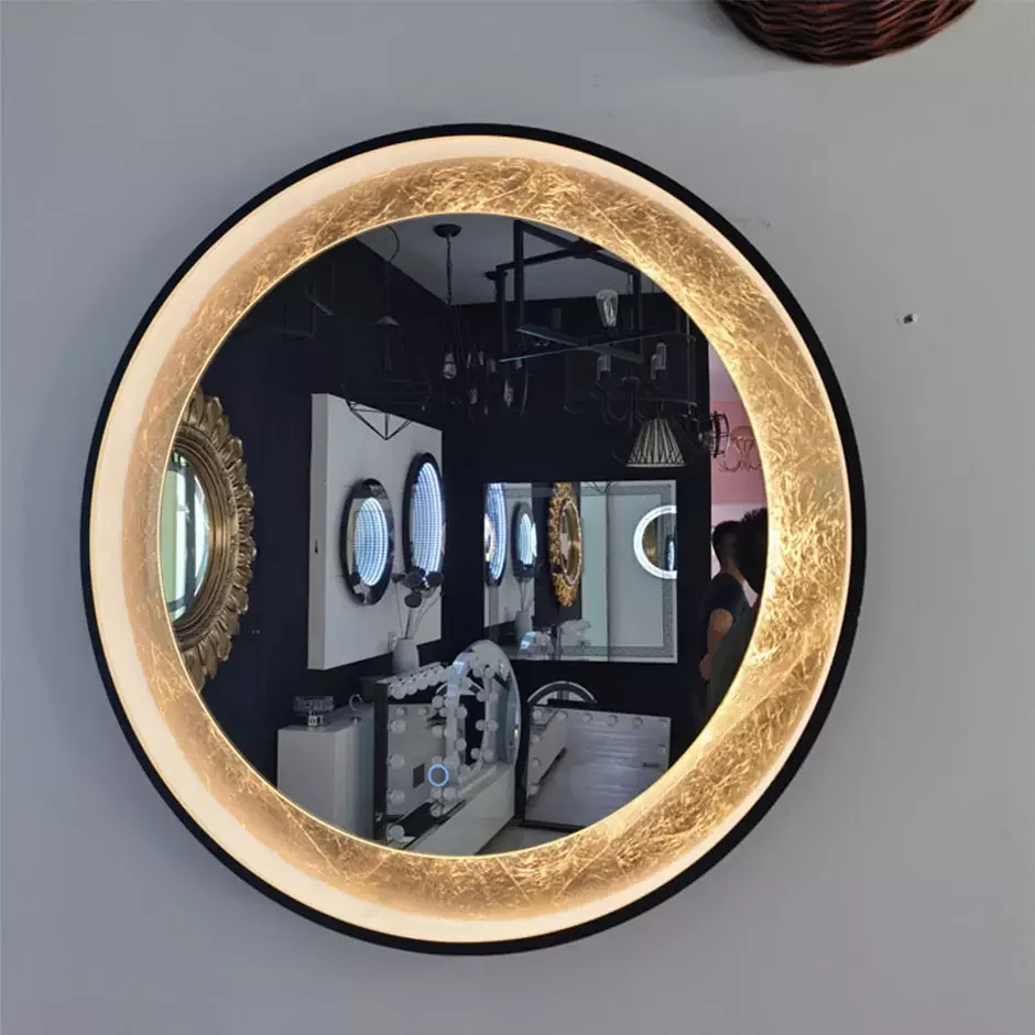 Silver Glass Round Bathroom Mirror Waterproof Anti-Fog Wall Mounted Makeup Mirror Gold Siver Foil Aluminum Frame