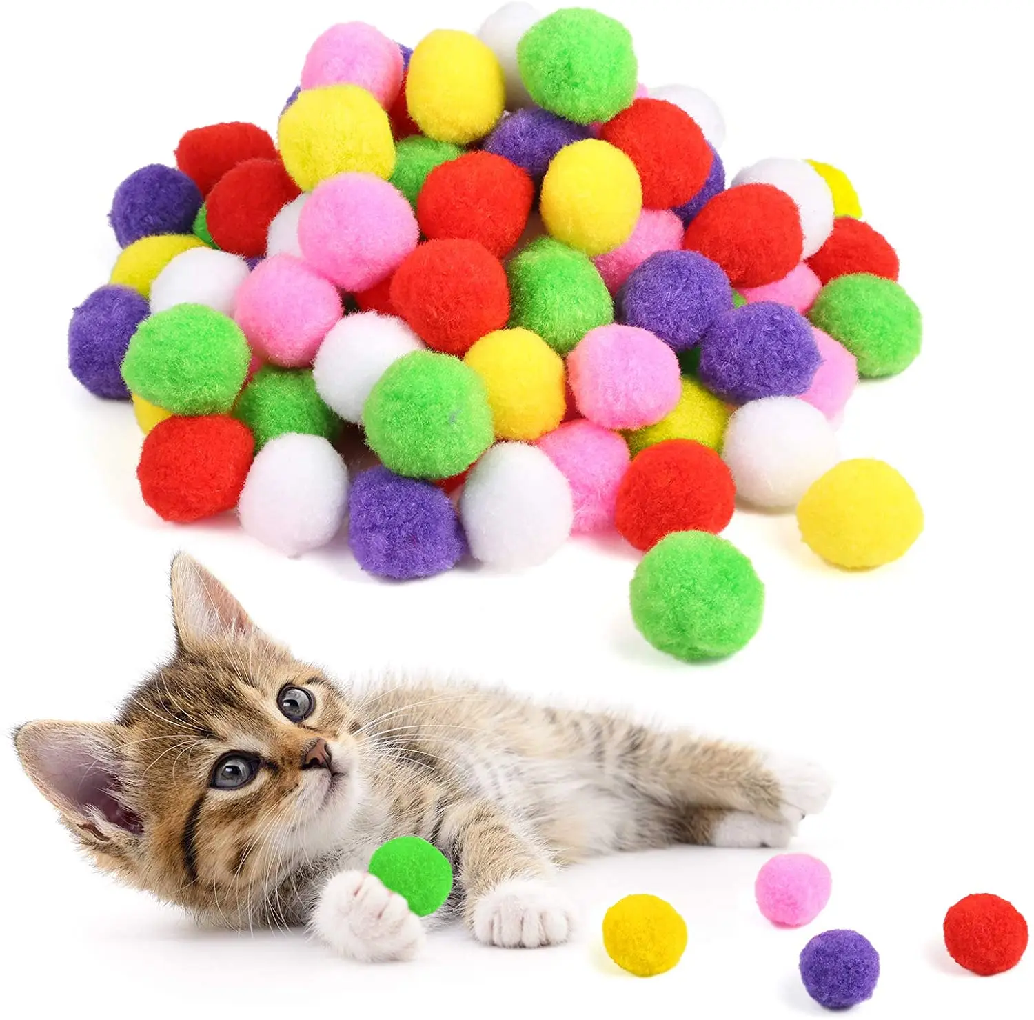 Crafts Pom Poms Balls Felt Pom Poms, 100 Pcs Googly Eyes,2.5 Centimeters 1 inch Reusable Handmade Felted