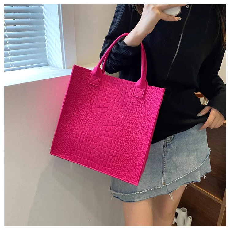 Fashion Crocodile Pattern Vintage Casual Shoulder Bag Business Office Large Capacity Shopping Tote Bag Portable Felt Bag