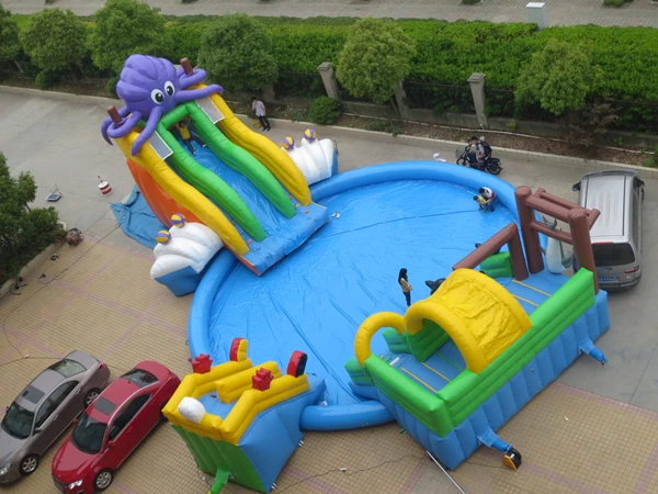 Summer adventure purple octopus aqua park water slide/inflatable water slide for exciting activity for kids and adults on sale