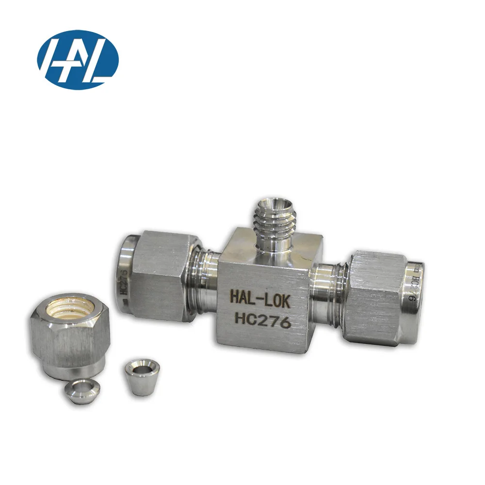 Alloy C276 Double Ferrule Tube Fittings Hastelloy C-276 Reducing Union Tee