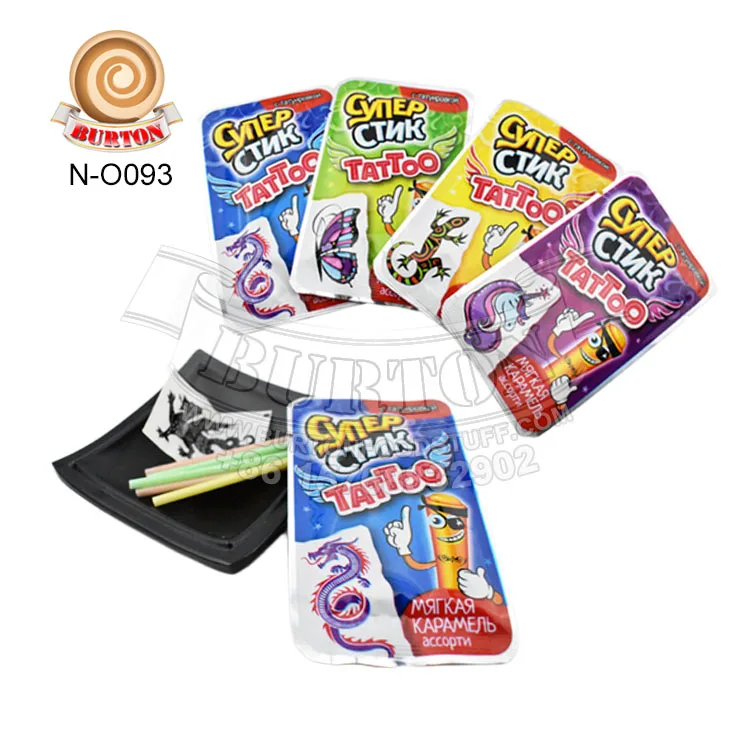 Mix fruity flavor CC Stick  powder candy with tattoo paper