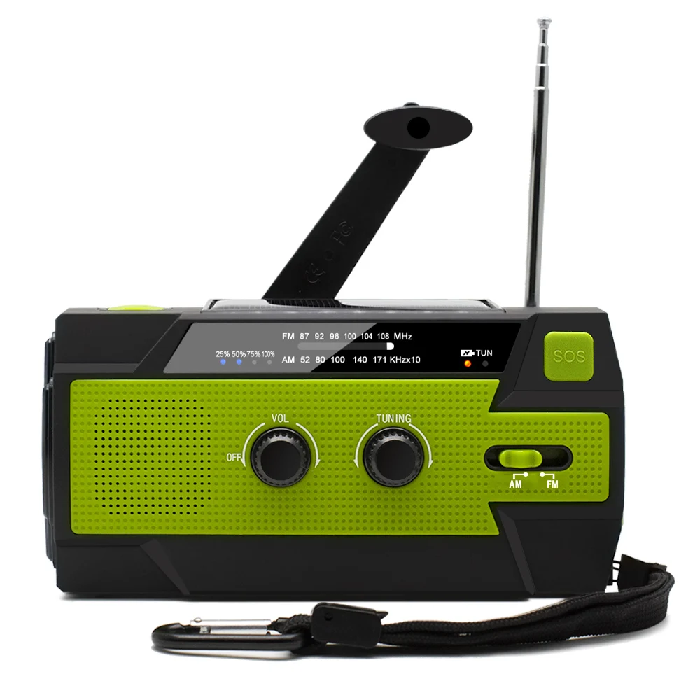 Emergency Radio 4000mAh Hand Crank Solar Weather Radio AM/FM Portable Radio with Flashlight&Reading Lamp