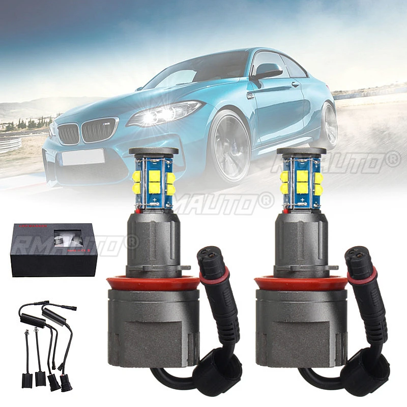 2x120 Вт H8 светодиодные противотуманные фары с ангельскими глазками для BMW E60 E61 E63 X5 E70 X6 E71 E90 E91 E92 E93 M3 E89 E82 E87