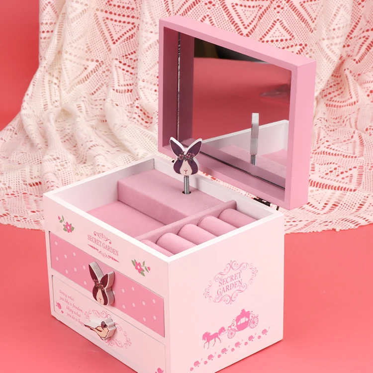 Wholesale Hot Selling Custom 2 Drawer Jewelry Box Musical Boxes