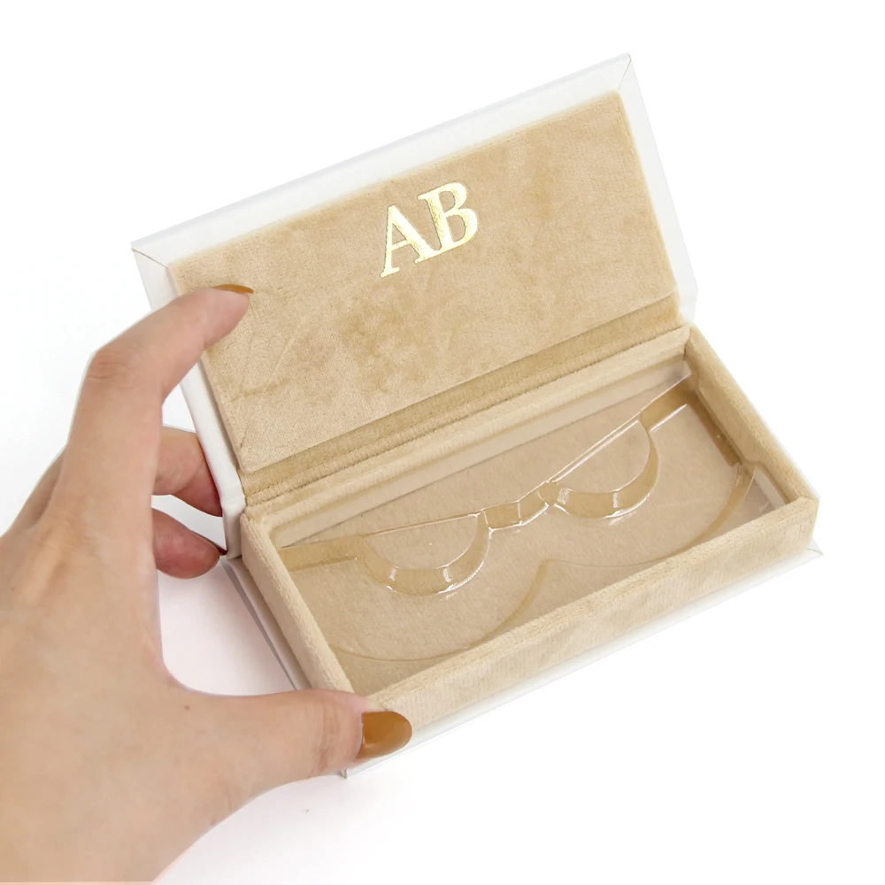 Gold logo lash boxes minimalist strip white magnetic lash case beige mink false eyelash paper packaging