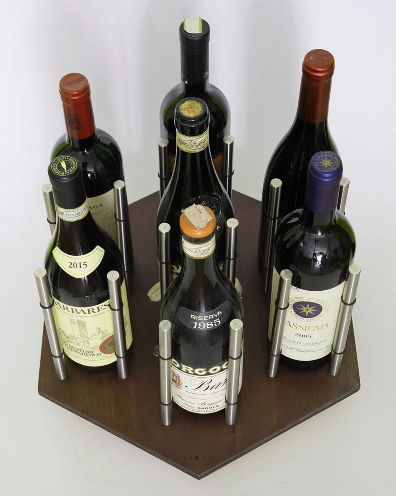 Made In Italy Natural Wood Wine Rack Walnut Bottle Holder For High End Restaurants Furniture