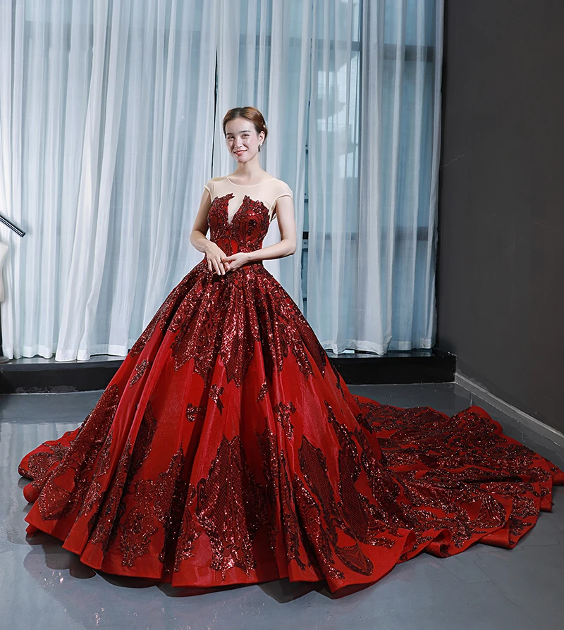 RSM66948 Real designer red dresses for women high quality heavy applique long evening dress