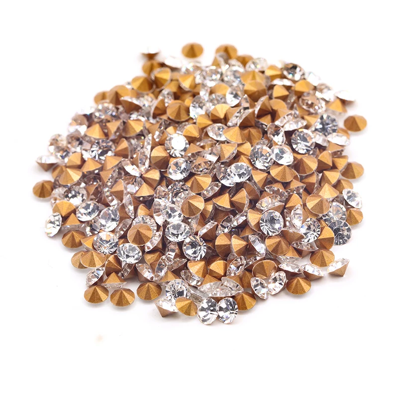 Wholesale Bulk Pointed Back Round Crystal Rhinestone Non Hot-Fix Crystal For DIY Nail Clothes Garment Accessories