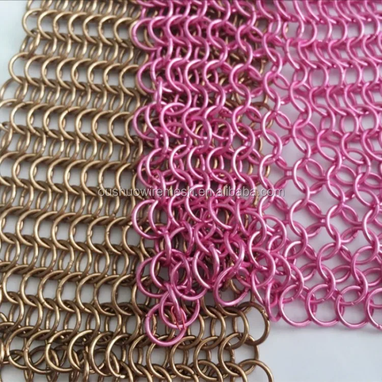 Gold color decorative ring mesh for hanging metal coil curtain