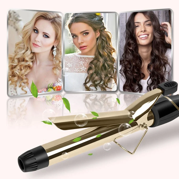 Двойные нагреватели с быстрым нагревом, частная марка, Золотой титановый щипцы для завивки