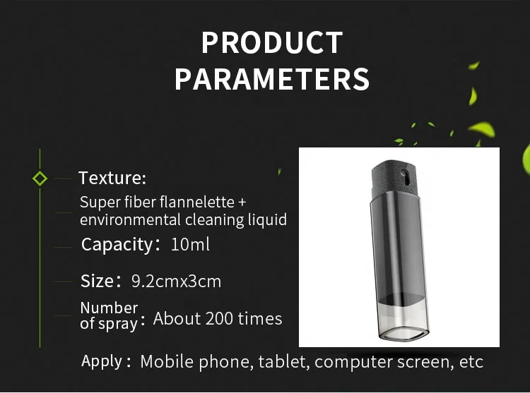 Mini 2 In 1 With Microfiber Screen Wiper For  Computer Tv Mobile Screen Cleaner Spray