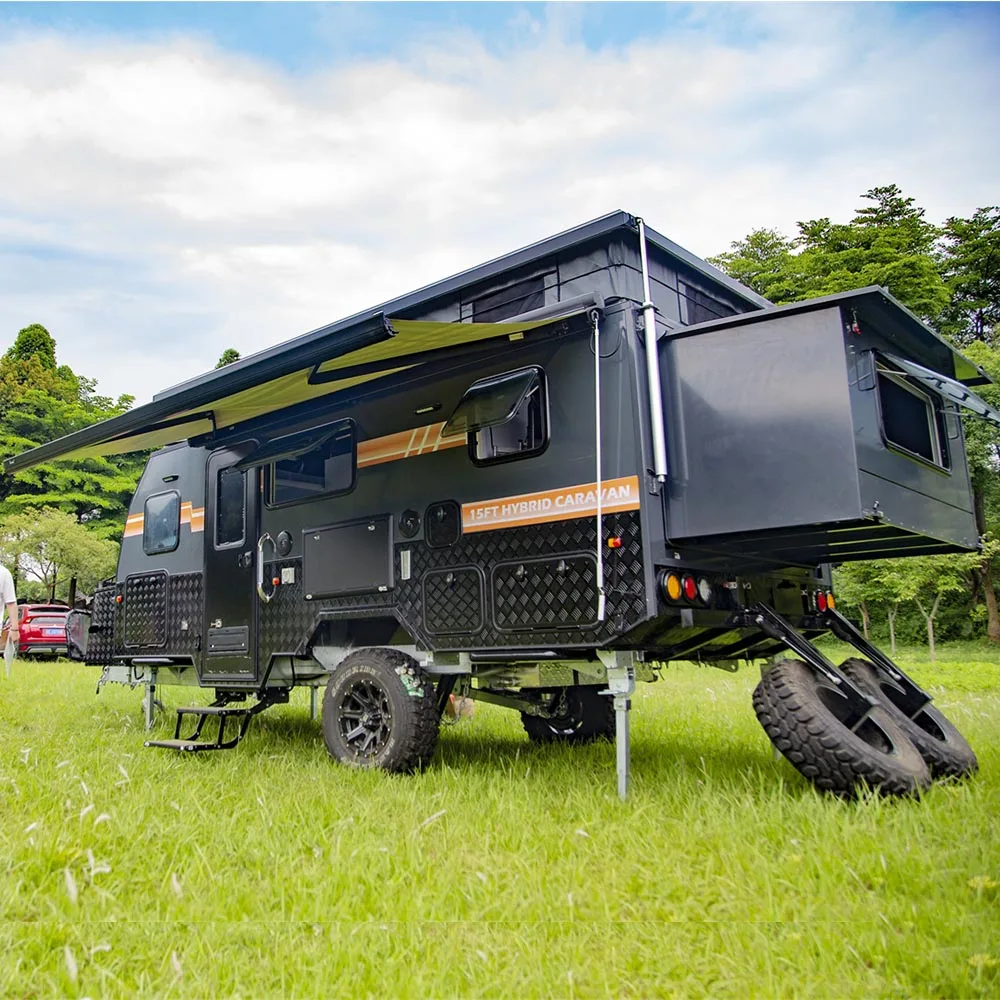 Chinese 12v Electric Off-road Rv Motorhomes offroad pop top tent camper caravan with Thetford toilet