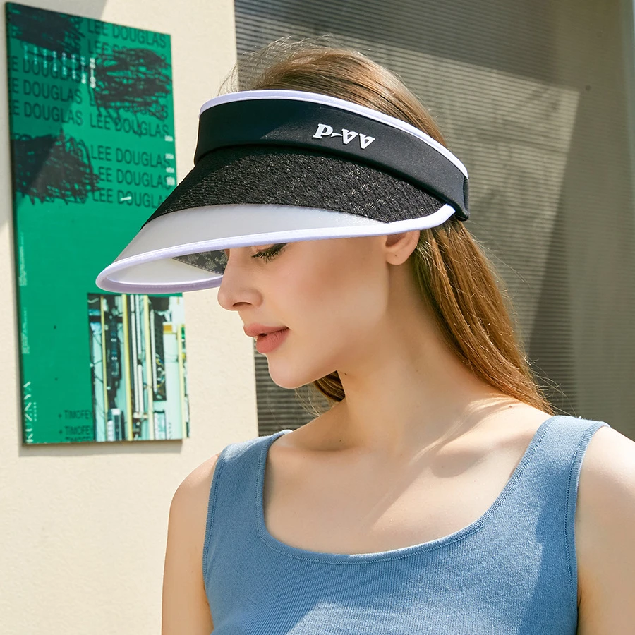 Wholesale Summer Women Empty Top Hat Sun Hats UV Protection Plastic Wide Brim Cooling Rechargeable Fan Visor Cap