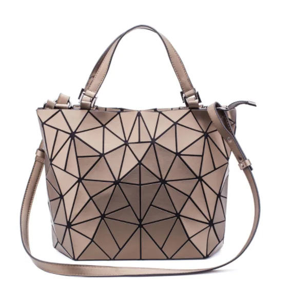 MOQ 1pcs backpag Fashion luxury women shoulder bags, radium archer geometric diamond grid pu dazzle color luminous tote handbags