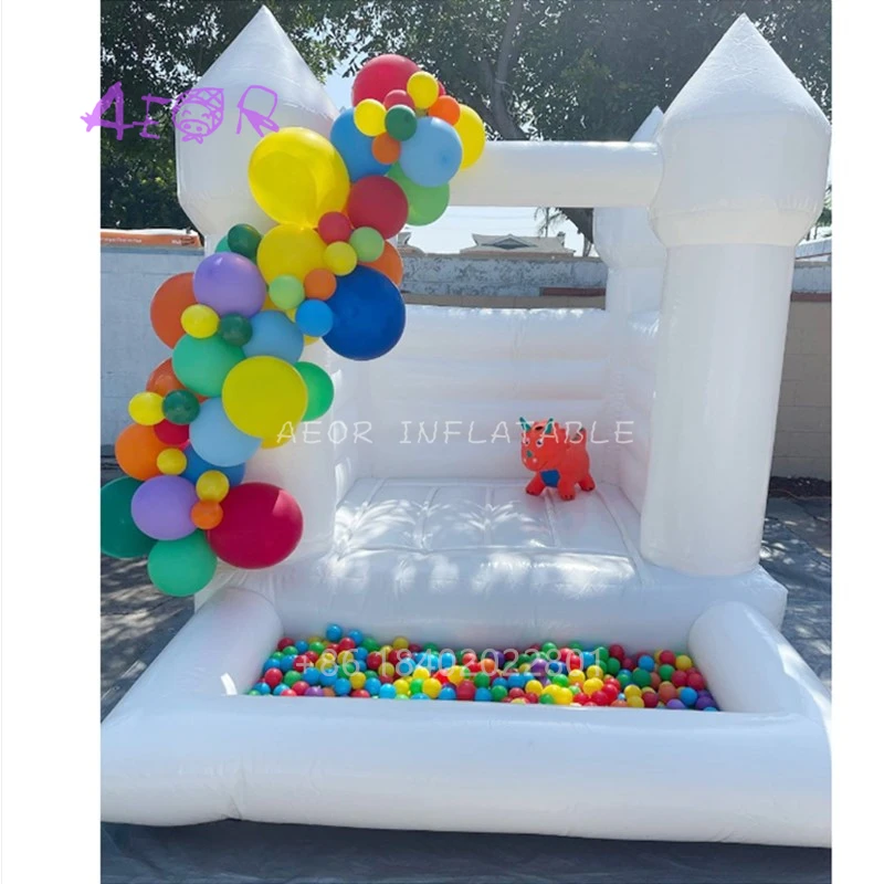 Commercial PVC inflatable bouncy castle with ball pit soft play bounce house white inflatable jumper