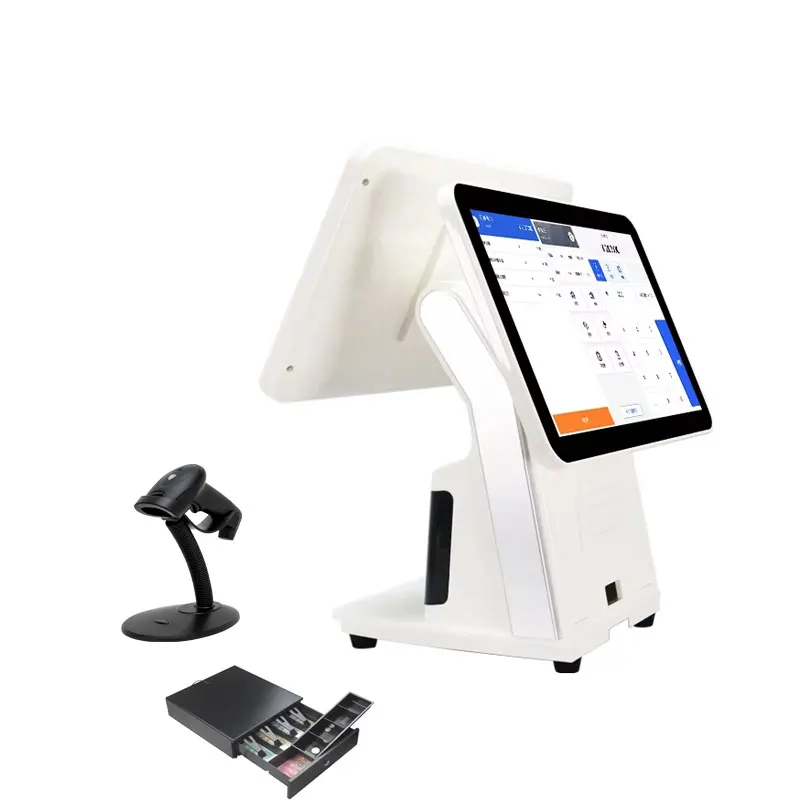 15.6inch Dual touch Screen android system All in one terminal Cash Register payment billing pos machine with printer