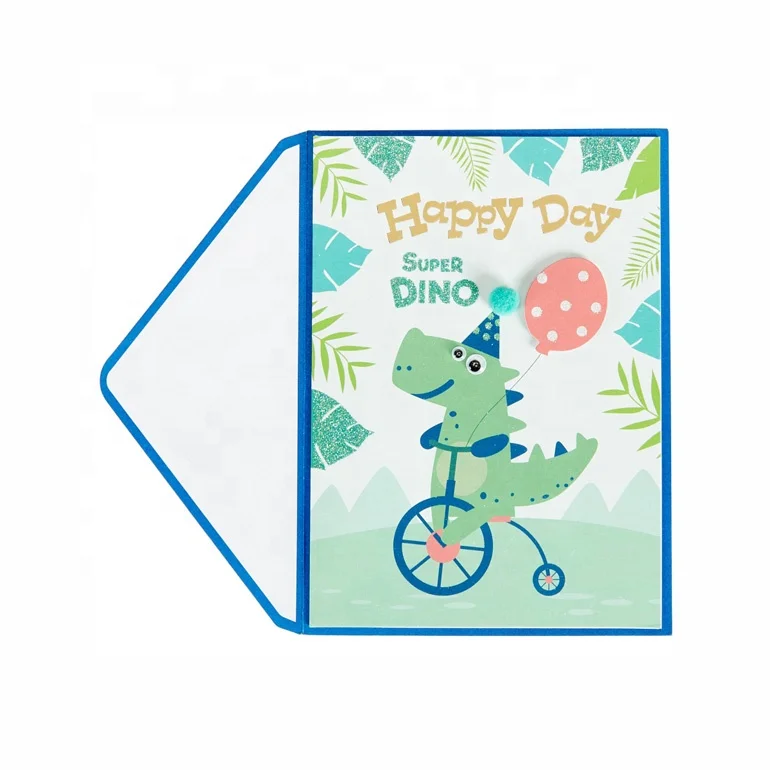 Happy Dinosaur 3D Birthday Handmade Cards, Birthday Greeting Cards for Kids