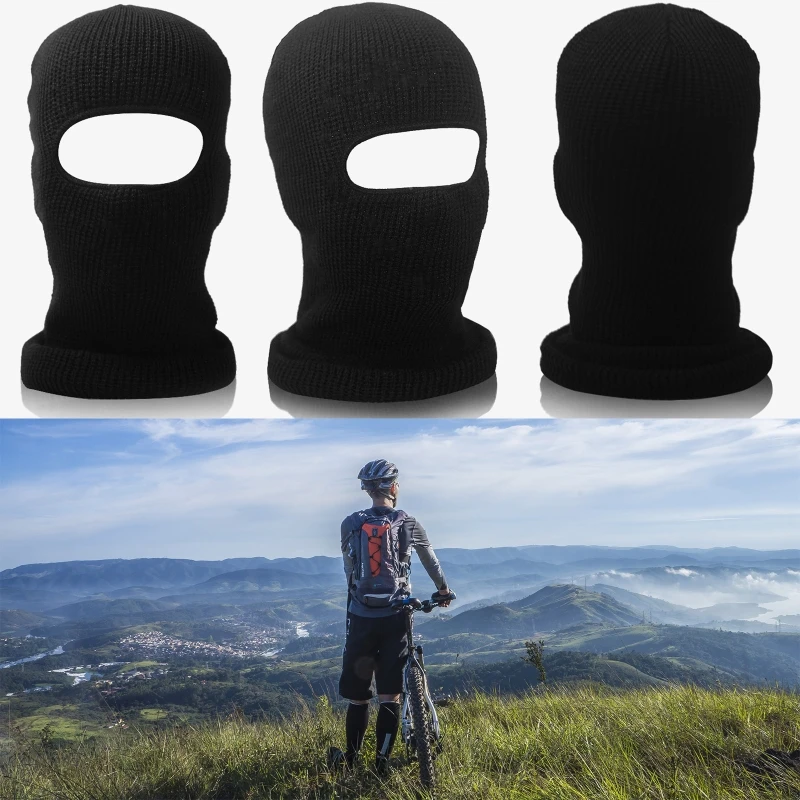 Unisex Winter hats Knitted One Hole Ski Mask Beanies Cycling Windproof Helmet Lining Full Face Cap Neck Warmer
