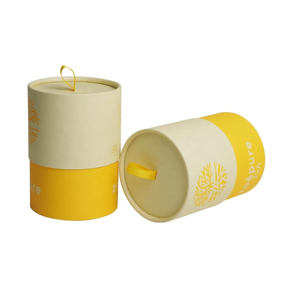 High quality custom gift round paper tube luxury candle packaging containers cylinder boxes with ribbon handle