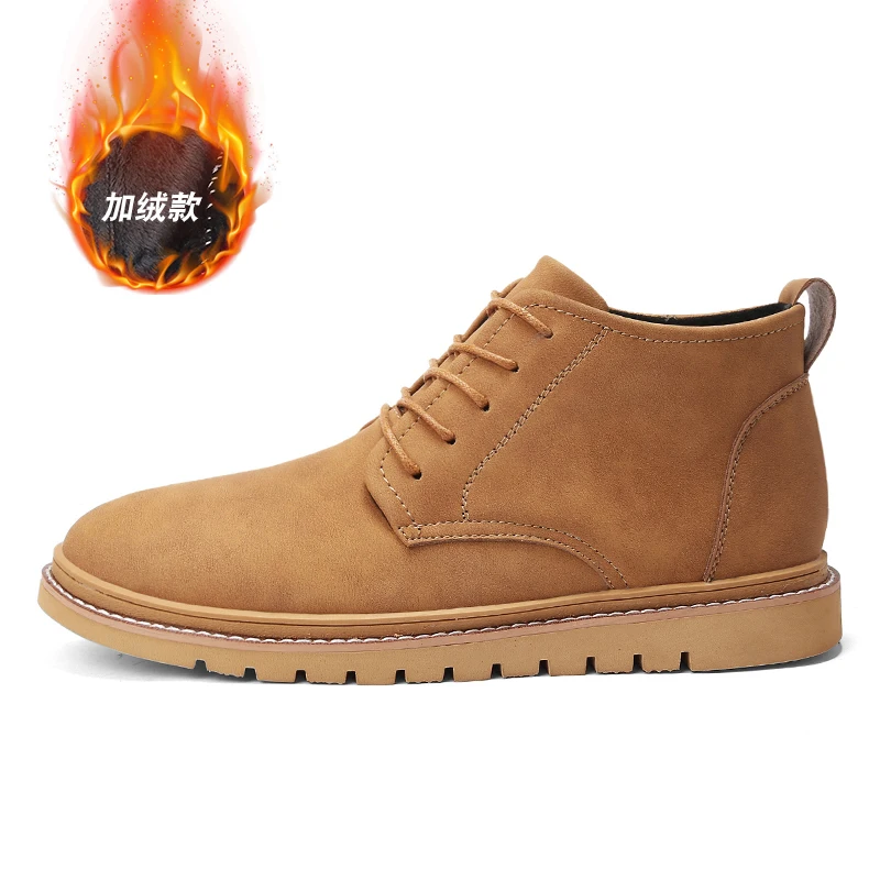 Лидер продаж, сохраняющие тепло Нескользящие уличные мужские походные зимние ботинки в британском стиле