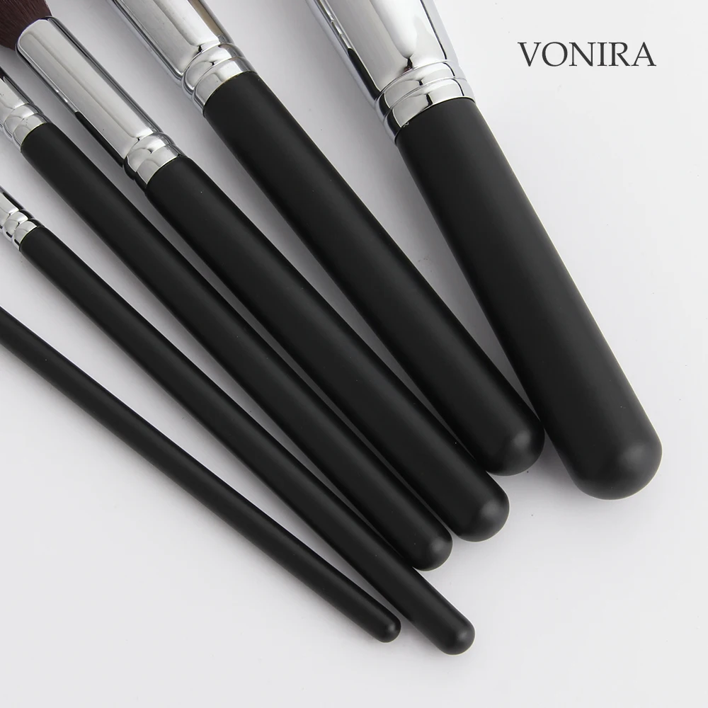 Vonira Beauty Matte Black Silver Copper Professional Makeup Studio Makeup Artist Must Have Basic Cosmetic Brushes Set OEM  ODM