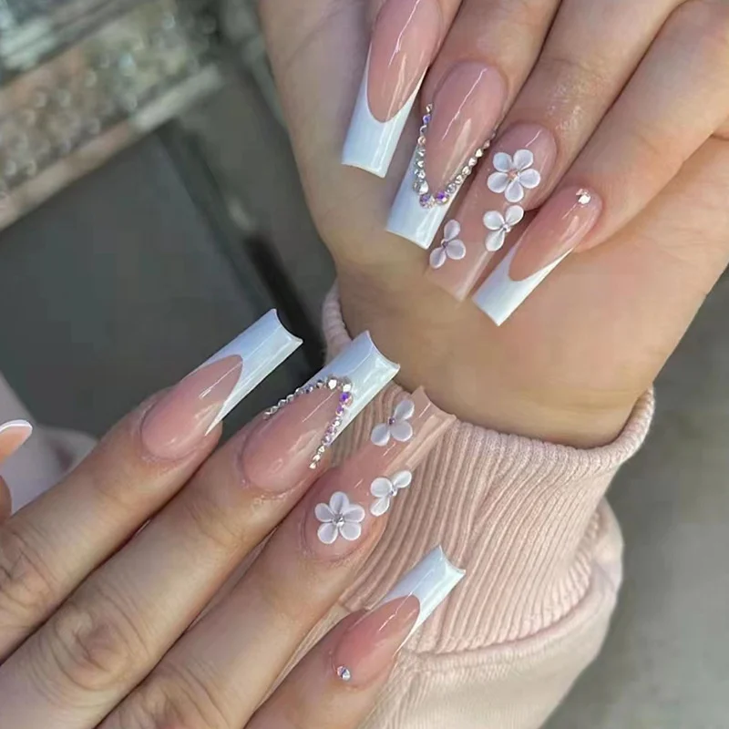 Naixi Nail luxury long Stiletto ballerina shining rhinestones Artificial Fingernail full cover crystal press on gems nail tips
