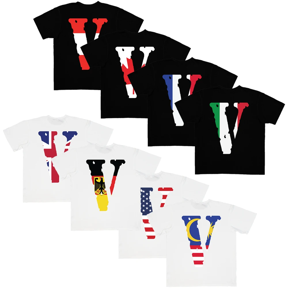 2021New Arrival T Shirt High Quality Cotton Plush Men shirt Hip Hop Street Oversize National Flag