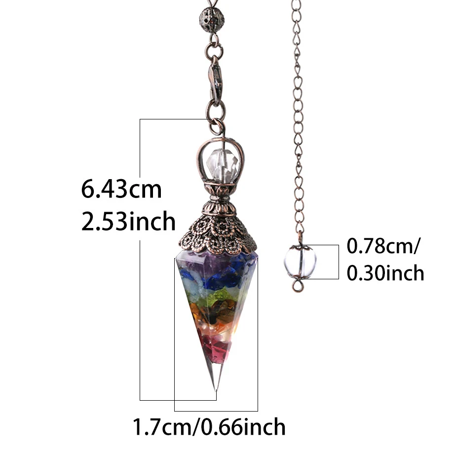 Natural Crystal Pendulums Pendant Resin Spring Hexagon Cone Pendant Bronze Natural Gravel Pendant