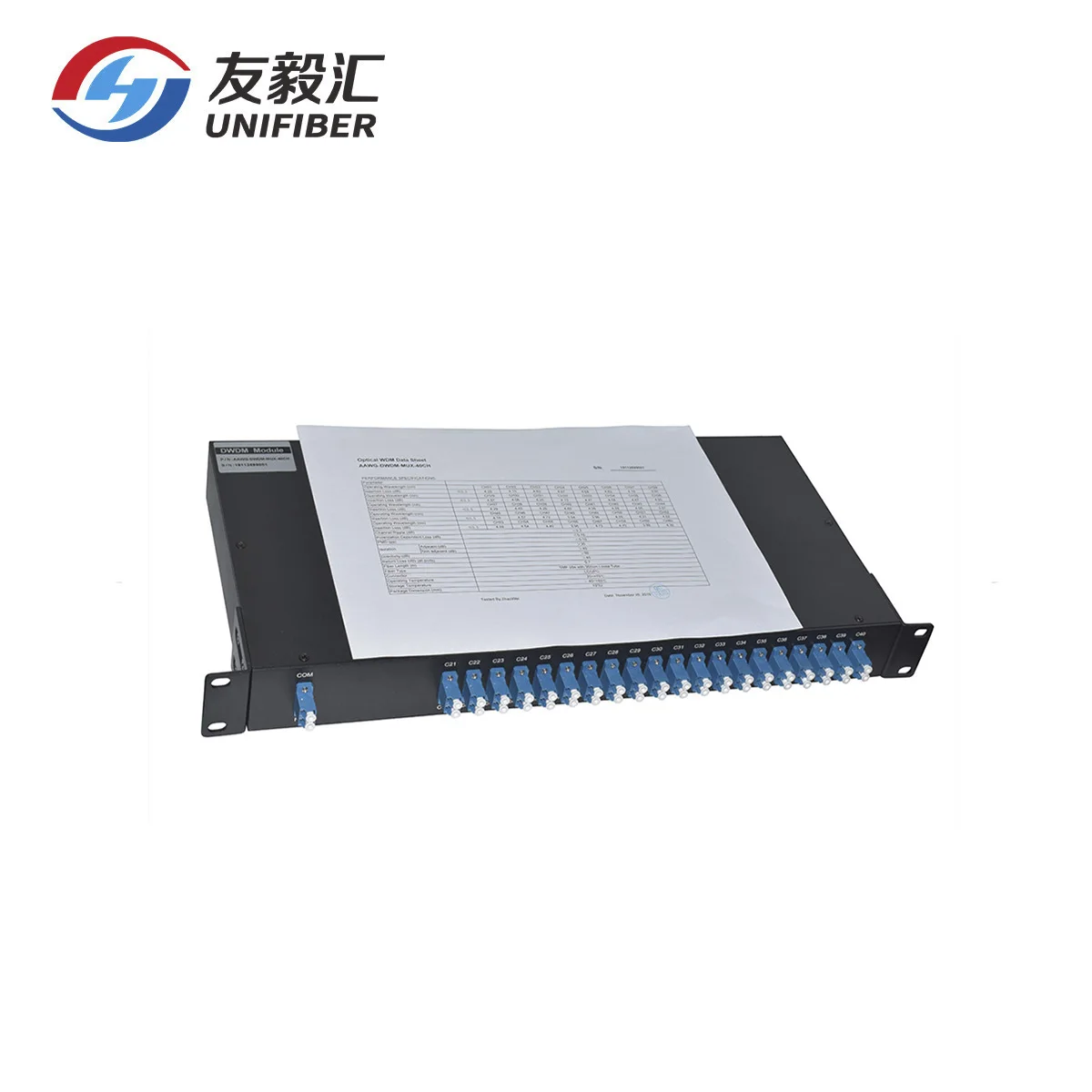 40/48 Channel 100GHz Athermal AWG DWDM Mux/Demux Gaussian Type 1U Rack Mount LC/UPC