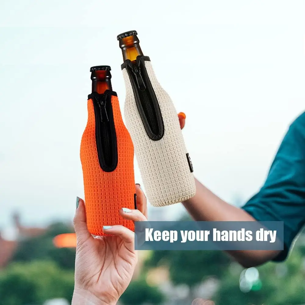 Wholesale Custom Logo Portable Neoprene12oz Beer Bottle Cooler Sleeve with Zipper Beer Sleeve Beer Bottle Stubby Holder Coolers