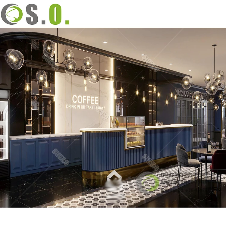 Modern Custom Cafe Decoration Luxury Coffee Shop Bar Counter Design