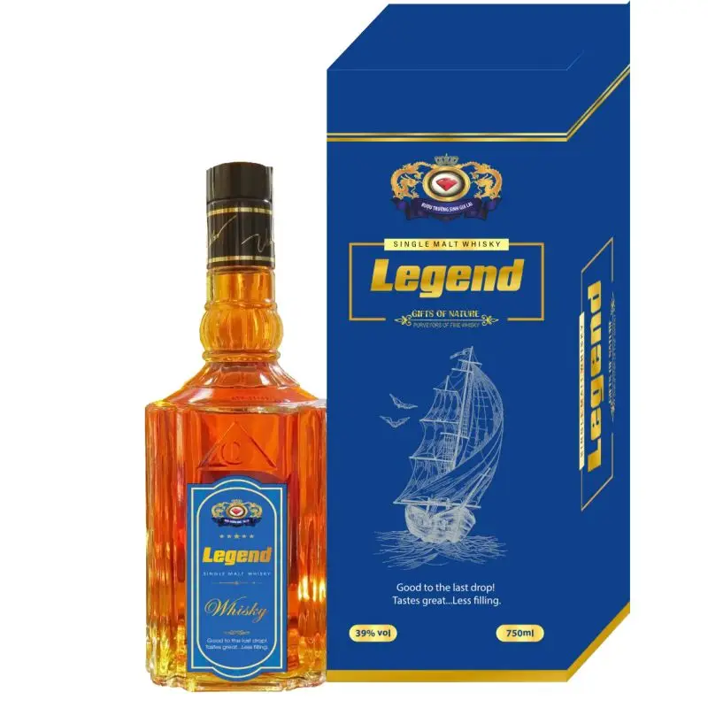 Legend Blue Whisky Bottle With Alcoholic Beverage Grains And Herbs Blended Grain Whisky