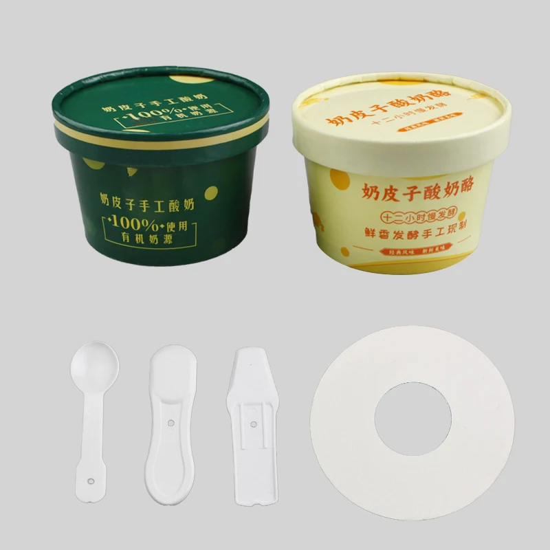 Customized 3oz 4oz 5oz 6oz 8oz 12oz  Ice Cream Cups Clear Disposable  Printed Custom Ice cream paper cups with spoon