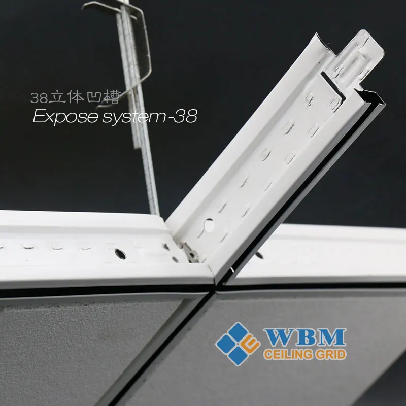 china best quality 15mm Expose line t bar / suspension galvanized  ceiling t grid components paint keel