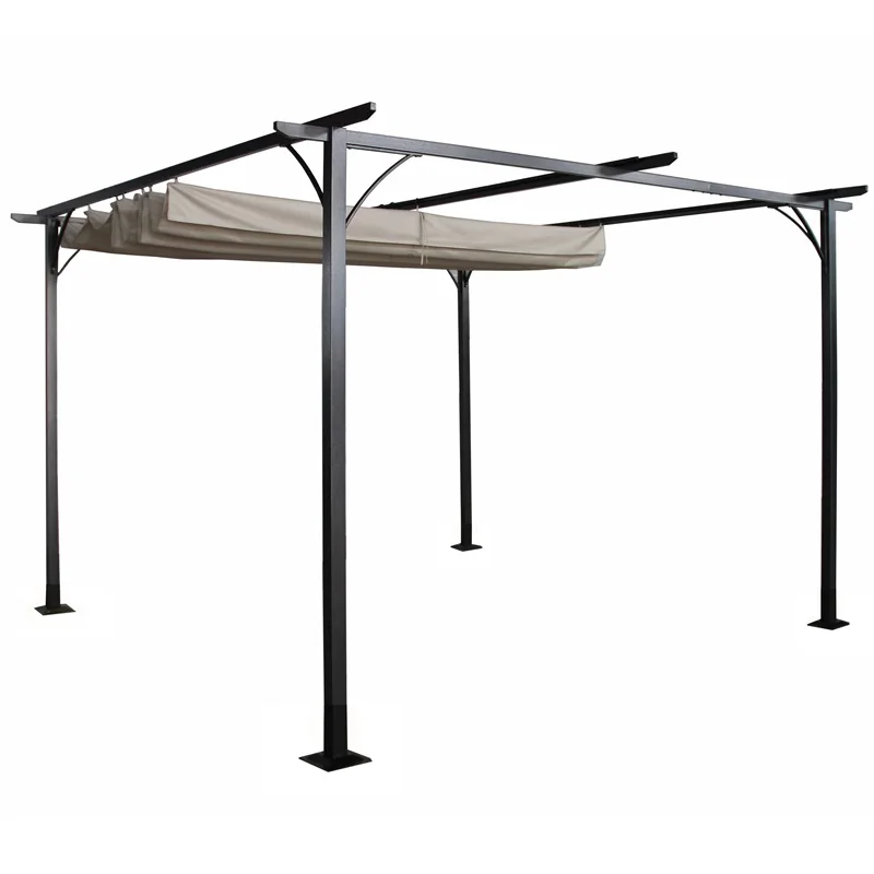 Yoho High Quality Metal Frame Outdoor Gazebo Windproof and Rainproof with Adjustable Sliding Top and Fabric Roof