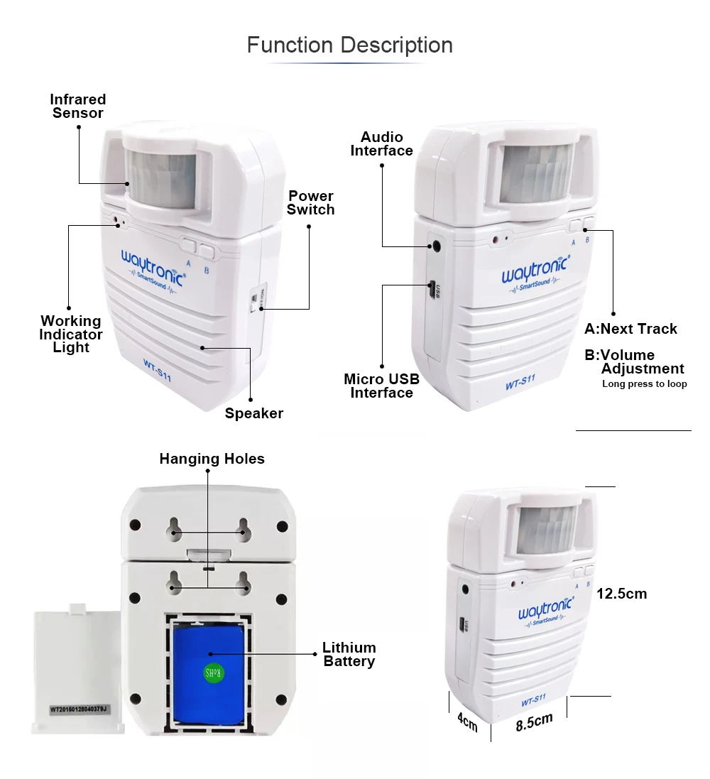 Home Door Pir Motion Detector Sound Alarm Infrared Human Body Induction Sensor Alarm