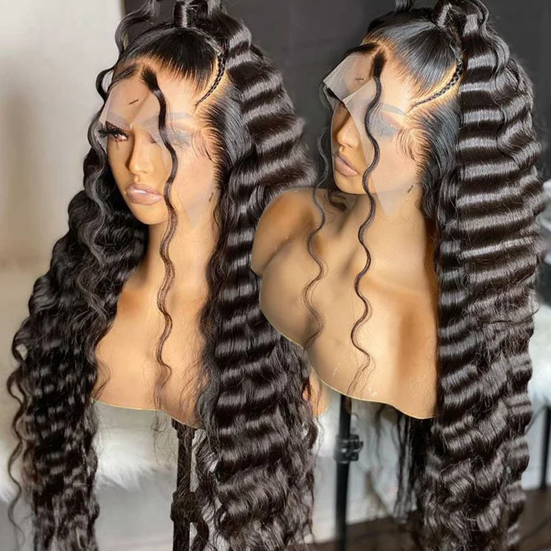 Loose Deep Wave Transparent HD 13x4 13x6 360 Full Lace Front Frontal Wig glueless brazilian pre pluck Raw lace human hair wigs