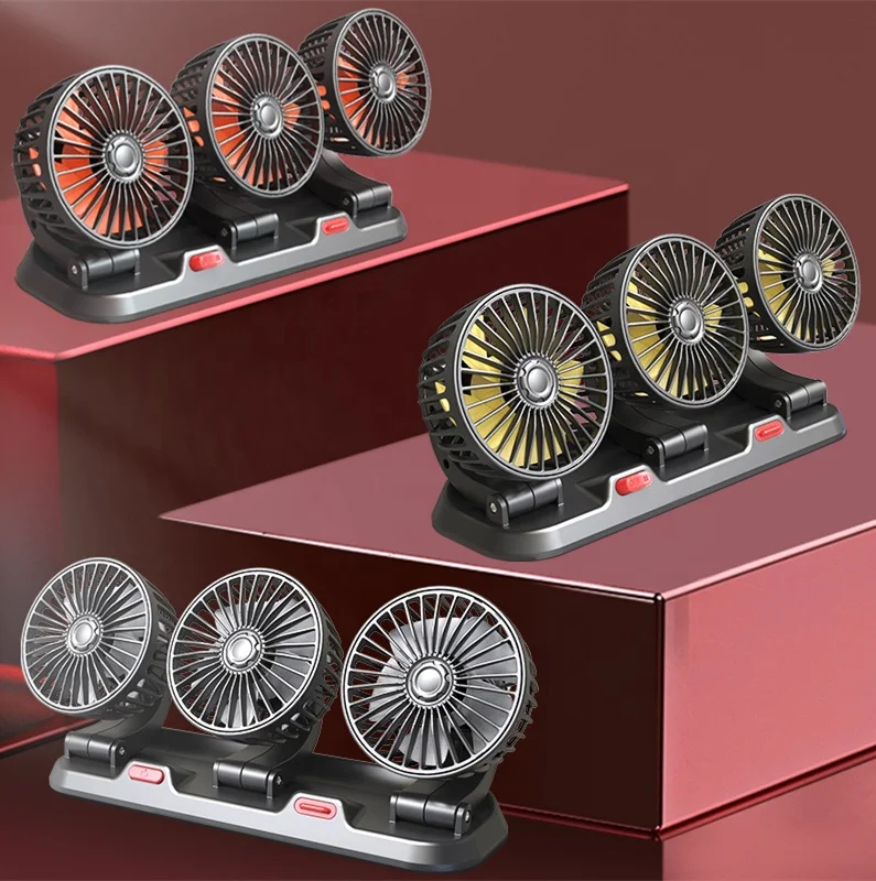 5V 12V 24V Car Fan Cooling Car Fan 3 Heads USB 2 Speed Adjustable Cooler Fan Car Accessories Wind Adjustment
