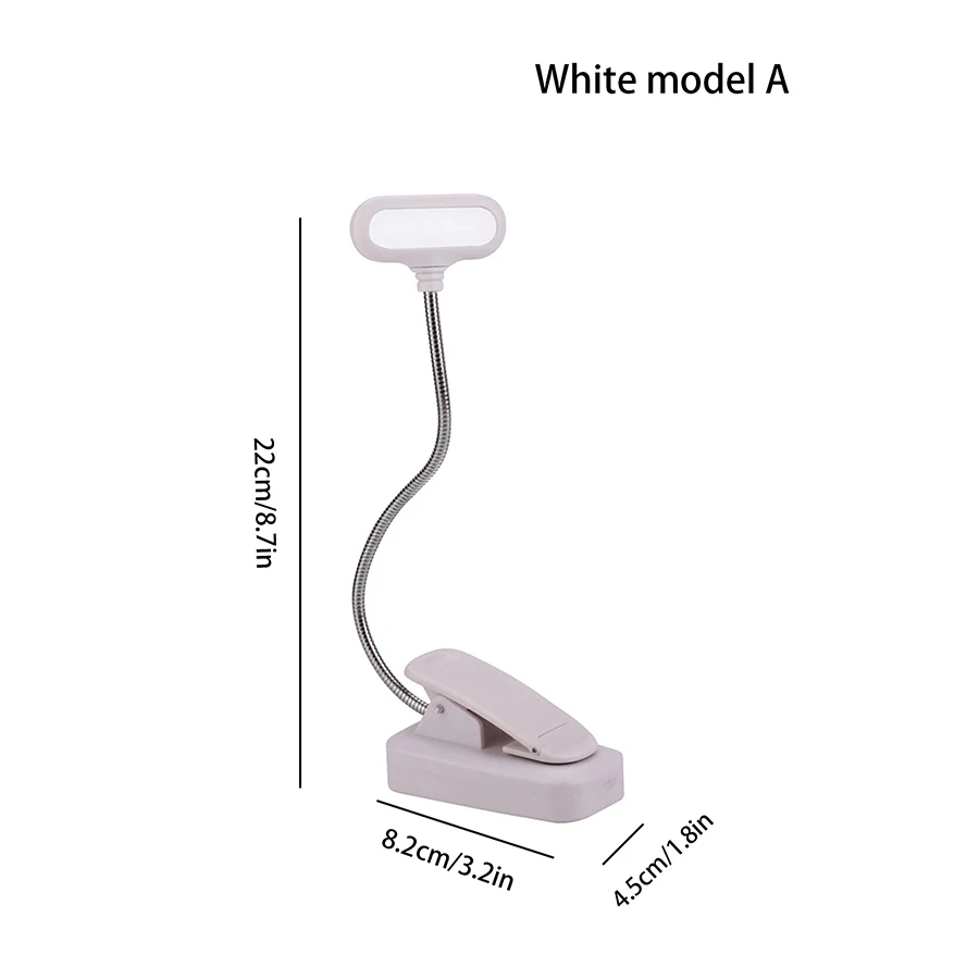 Mini Single-head LED Book Light Folding White Black Reading Button Battery Portable Bedroom Use Desk Clip