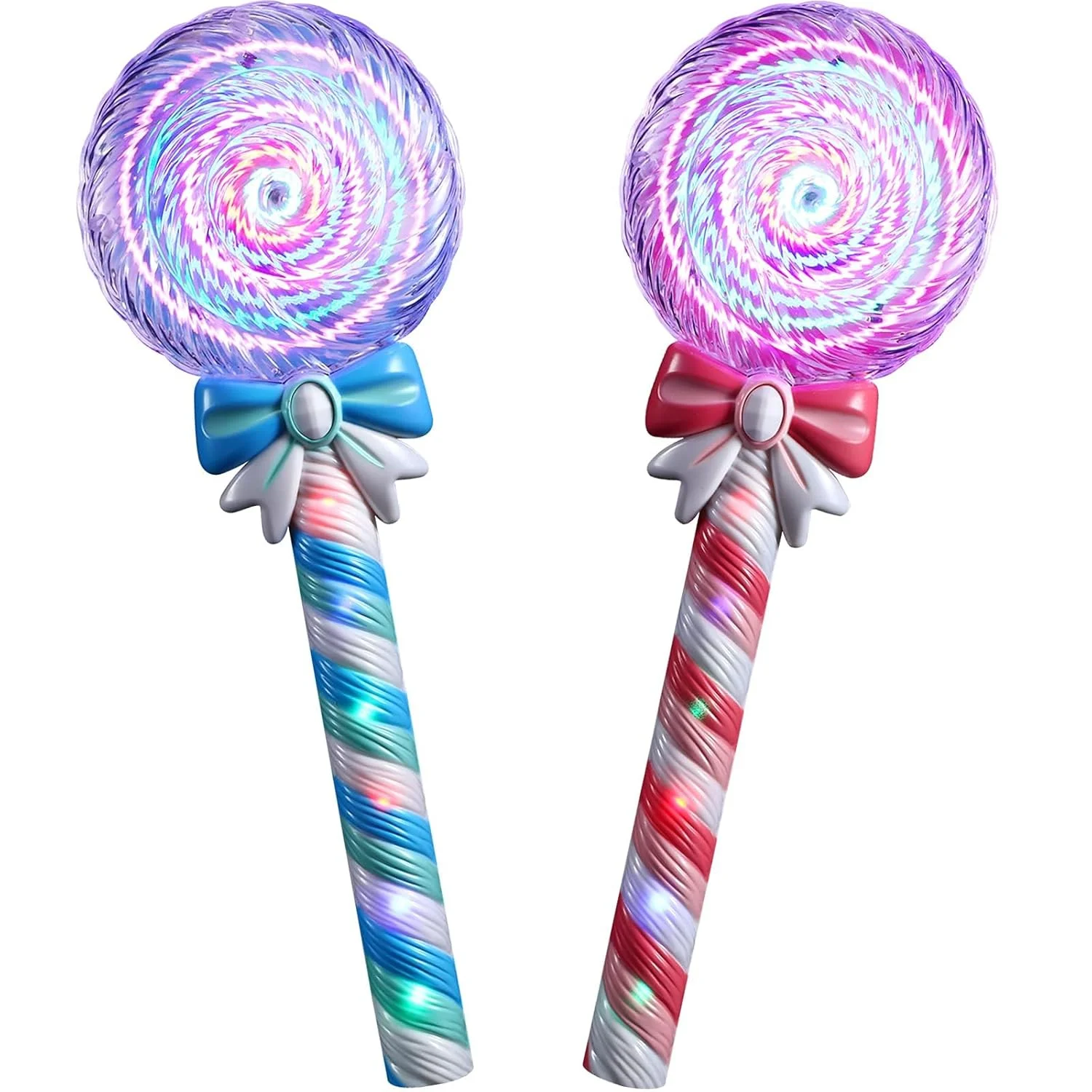 Light Up Spinning Lollipop Wand 12 Inch LED Princess Glitter Light up Wand Suitable for Pretend Play Prop Carnival Prize