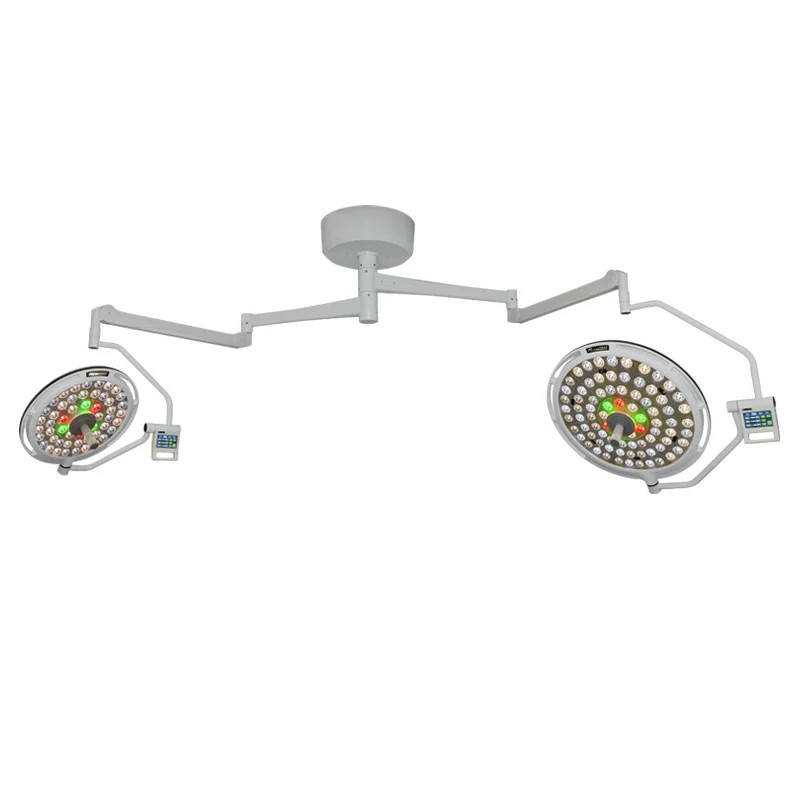 New Design Medical Surgery LED Operating Lamp Double Dome Ceiling Mounted Surgical Light with Red Green Light