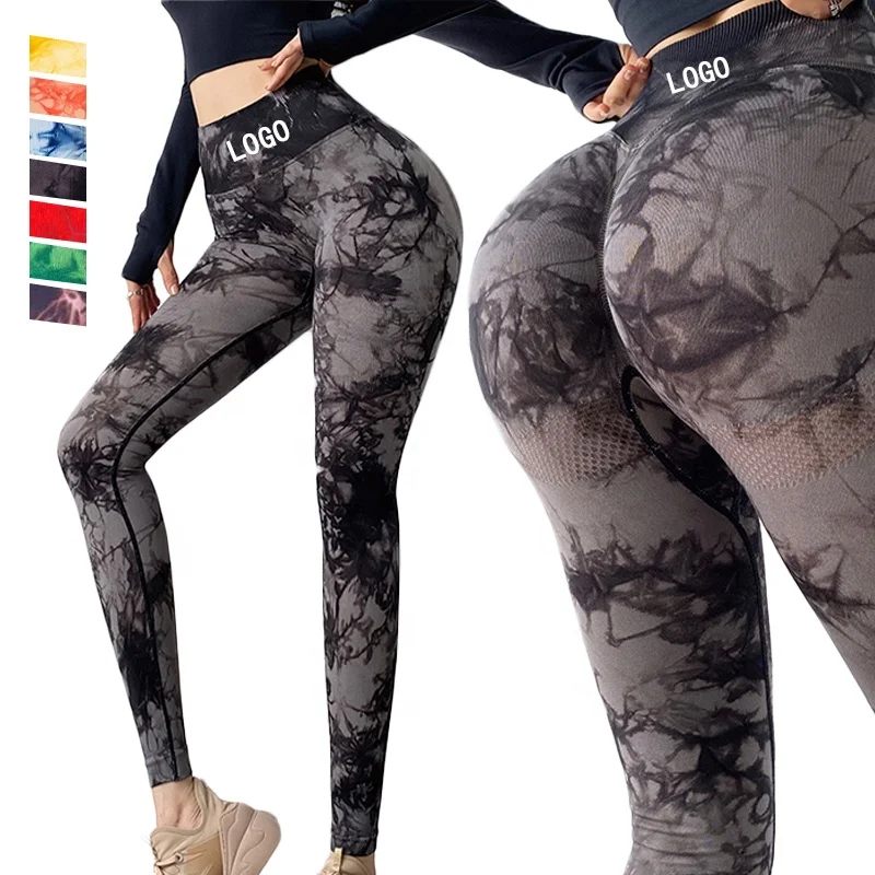 new products 2022 women sport wear pants seamless contour high waist slim fit gym yoga pants tie dye