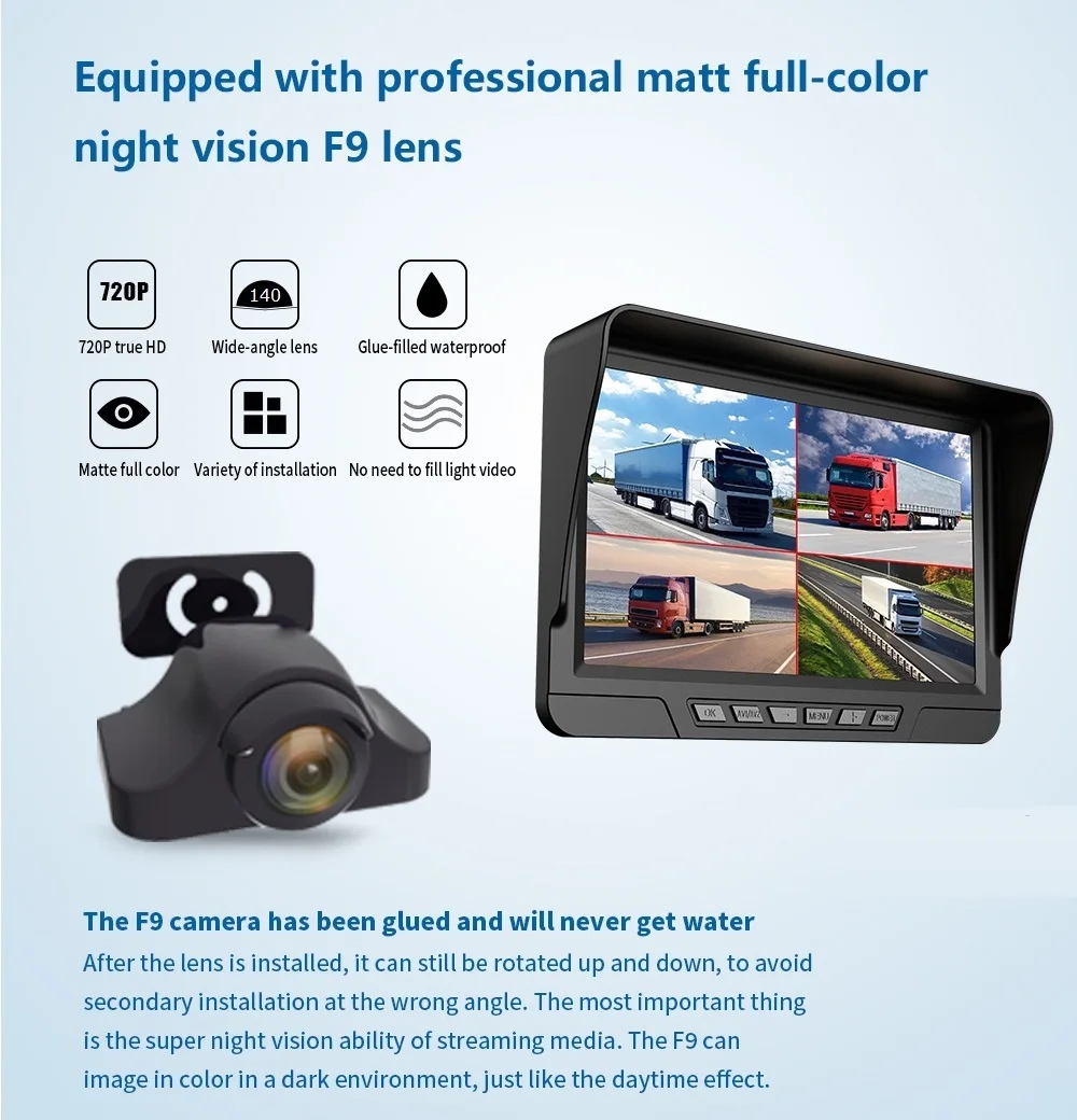 7 дюймов 4CH AHD DVR рекордер автомобильный монитор грузовой автомобиль камера заднего вида с ночным режимом видения Бесплатная доставка Поддержка SD карты запись изображение при движении задним ходом